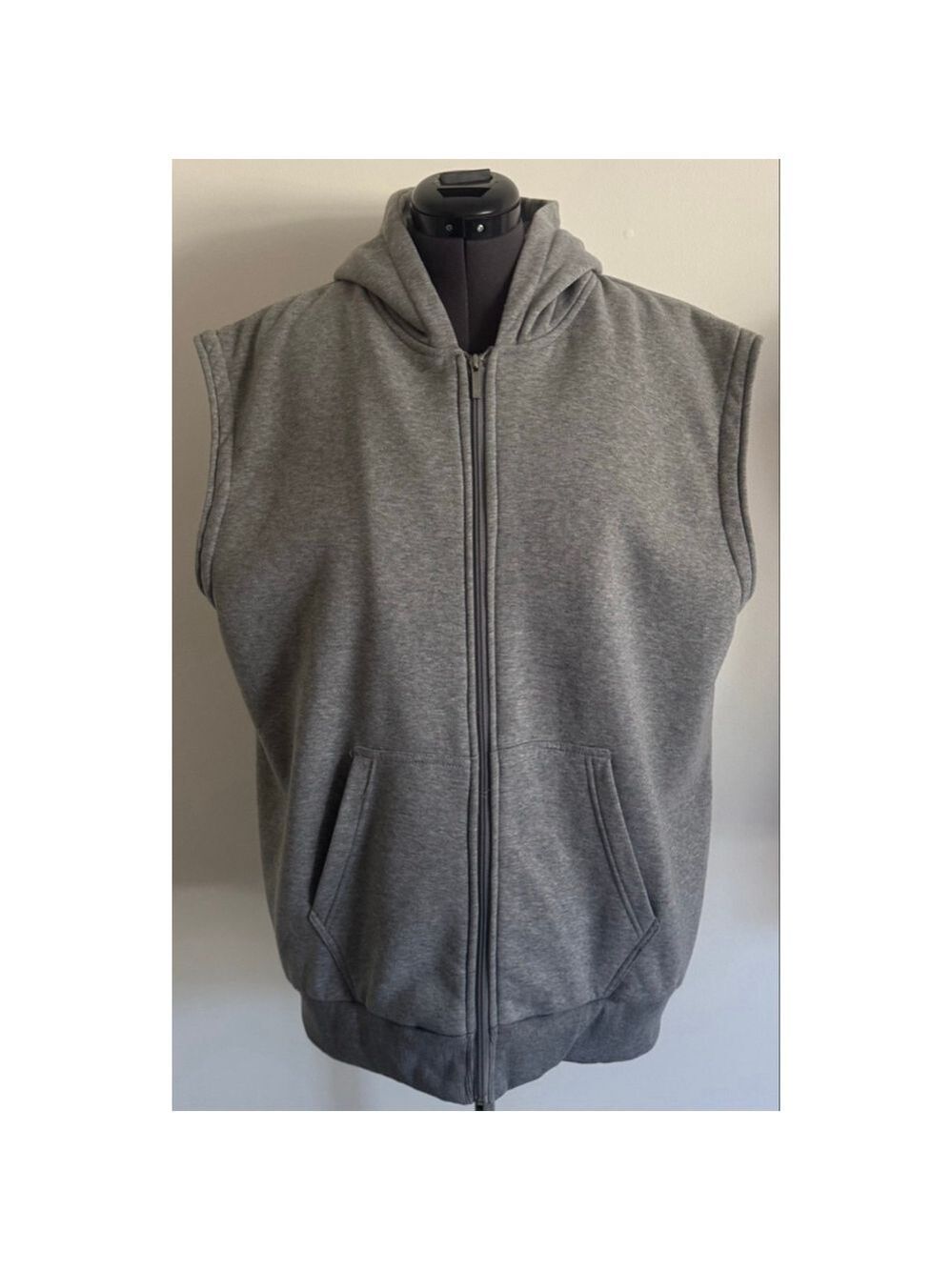 Men's Haband Casual Joe Grey Sleeveless Hoodie Vest Size L